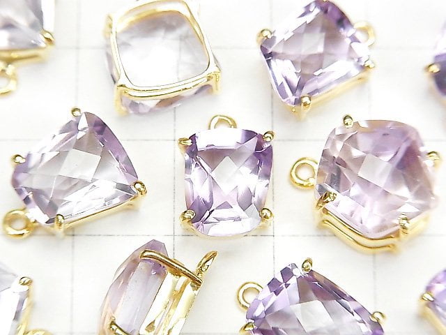 [Video] High Quality Pink Amethyst AAA Bezel Setting Fancy Shape Faceted 18KGP 1pc