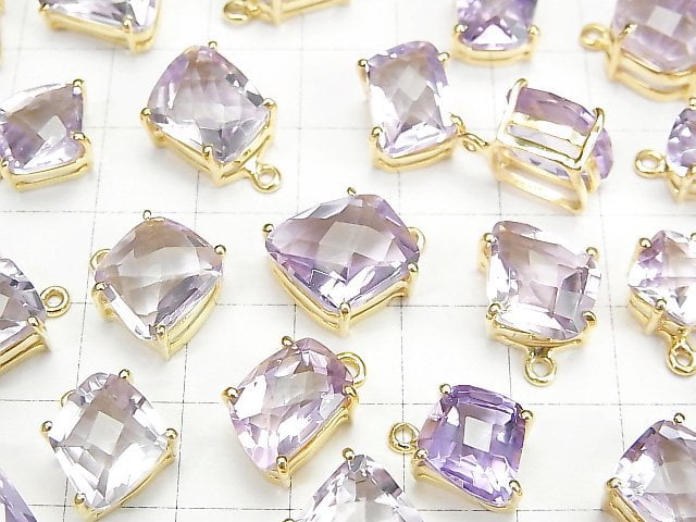 [Video] High Quality Pink Amethyst AAA Bezel Setting Fancy Shape Faceted 18KGP 1pc