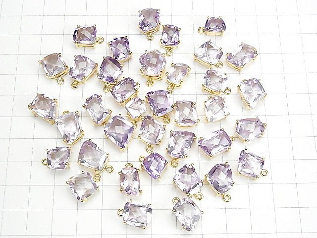 [Video] High Quality Pink Amethyst AAA Bezel Setting Fancy Shape Faceted 18KGP 1pc