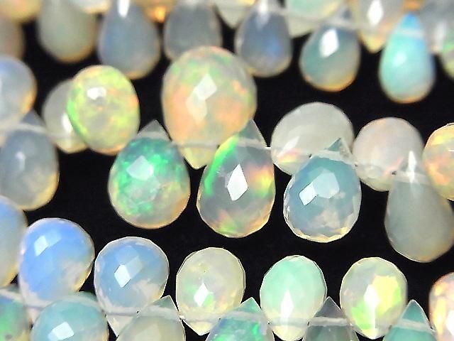 High Quality Ethiopian Opal AAA Drop Faceted Briolette Half or 1strand beads (approx. 7 inches/18 cm)