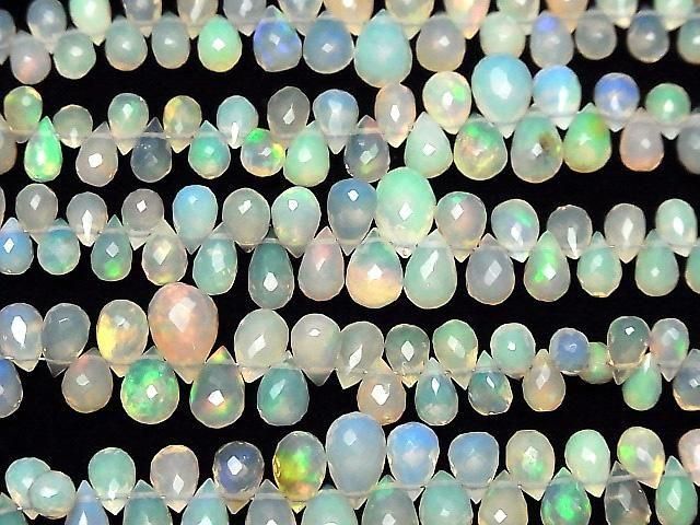 High Quality Ethiopian Opal AAA Drop Faceted Briolette Half or 1strand beads (approx. 7 inches/18 cm)