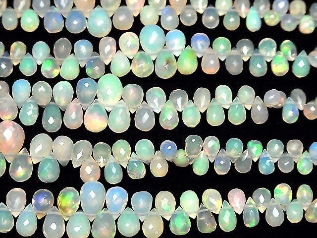 High Quality Ethiopian Opal AAA Drop Faceted Briolette Half or 1strand beads (approx. 7 inches/18 cm)