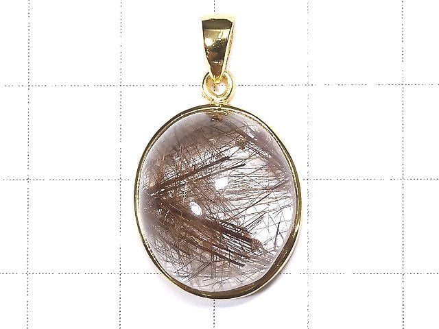 [Video] [One of a kind] Brown Rutilated Quartz AAA Pendant 18KGP NO.30