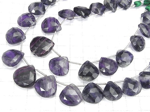 [Video] Purple Fluorite AA+ Chestnut Faceted Briolette 1strand (12pcs)