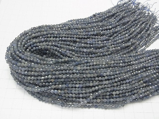 [Video] High Quality! Sri Lanka Sapphire AA Faceted Round 3-3.5mm 1strand beads (aprx.15inch / 37cm)