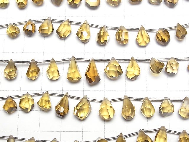 [Video] High Quality Beer Crystal Quartz AAA Rough Drop Faceted Briolette half or 1strand beads (aprx.7inch / 18cm)