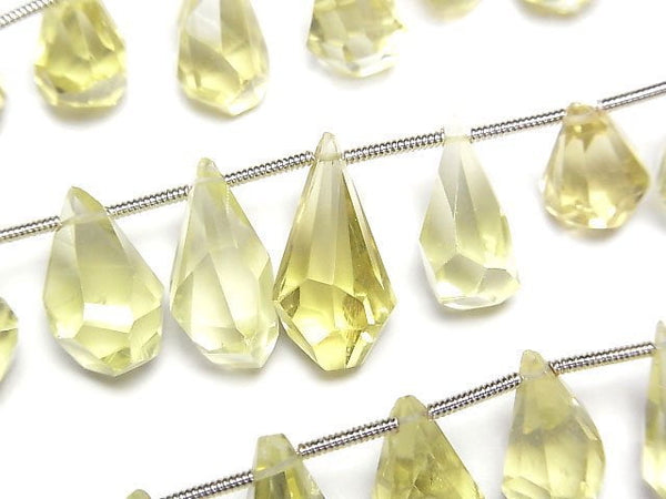 Drop, Faceted Briolette, Lemon Quartz Gemstone Beads