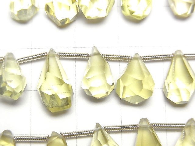 [Video] High Quality Lemon Quartz AAA Rough Drop Faceted Briolette half or 1strand beads (aprx.7inch / 18cm)