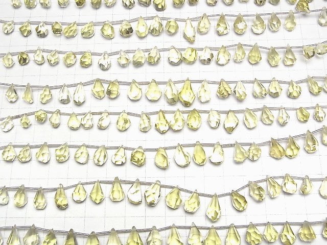 [Video] High Quality Lemon Quartz AAA Rough Drop Faceted Briolette half or 1strand beads (aprx.7inch / 18cm)