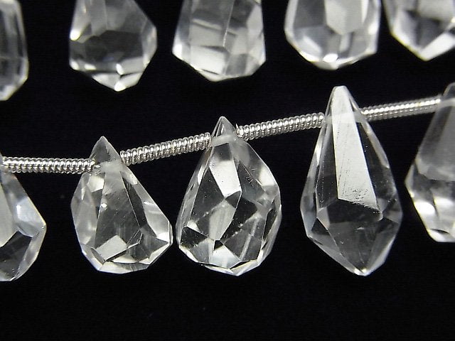 Crystal Quartz, Drop, Faceted Briolette Gemstone Beads