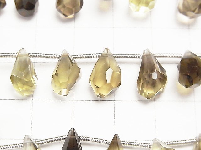 [Video] High Quality Lemon x Smoky Quartz AAA Rough Drop Faceted Briolette half or 1strand beads (aprx.7inch / 18cm)