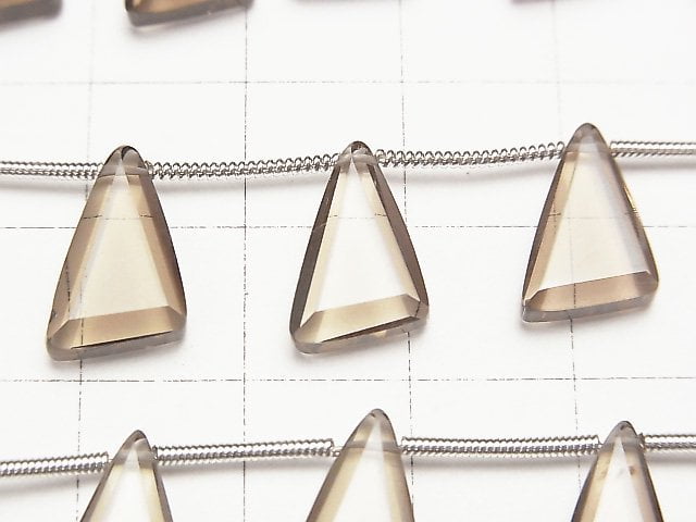 [Video] High Quality Smoky Quartz AAA Flat Triangle 10-14mm 1strand (9pcs)