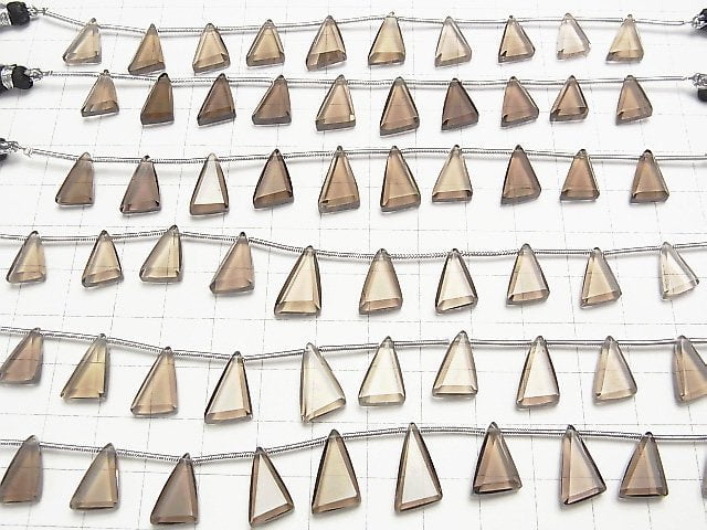 [Video] High Quality Smoky Quartz AAA Flat Triangle 10-14mm 1strand (9pcs)