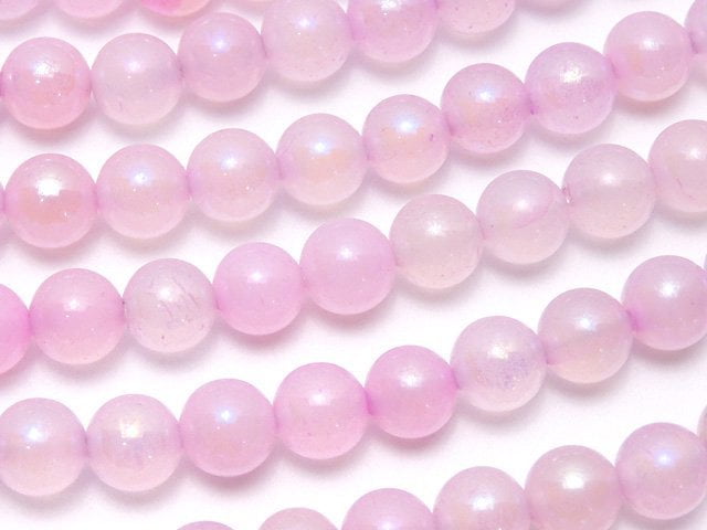 [Video] Flash, pink color Chalcedony Round 6mm 1strand beads (aprx.15inch / 36cm)