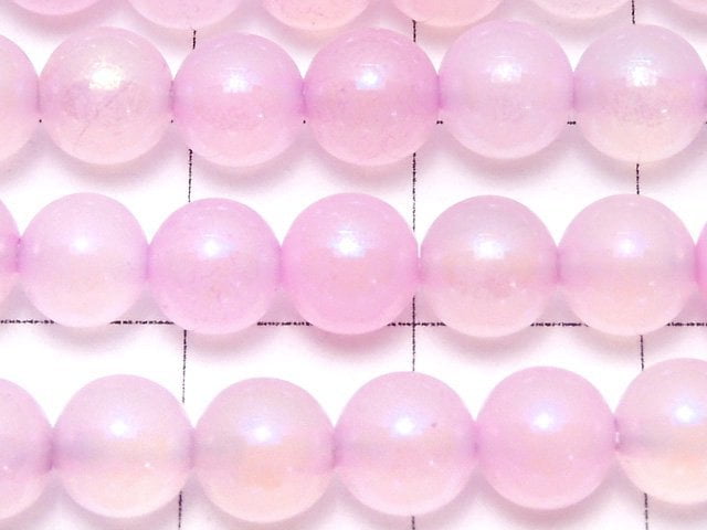 [Video] Flash, pink color Chalcedony Round 6mm 1strand beads (aprx.15inch / 36cm)