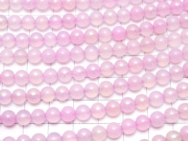 [Video] Flash, pink color Chalcedony Round 6mm 1strand beads (aprx.15inch / 36cm)