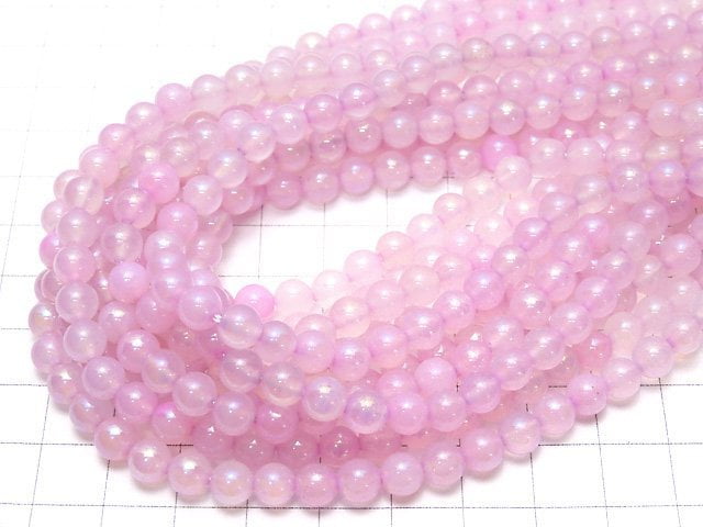[Video] Flash, pink color Chalcedony Round 6mm 1strand beads (aprx.15inch / 36cm)