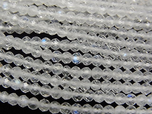 Faceted Round, Rainbow Moonstone Gemstone Beads