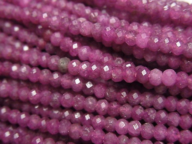 [Video]High Quality! Ruby AA+ Faceted Button Rondelle 3x3x2mm 1strand beads (aprx.15inch/37cm)