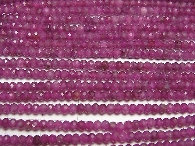 [Video]High Quality! Ruby AA+ Faceted Button Rondelle 3x3x2mm 1strand beads (aprx.15inch/37cm)