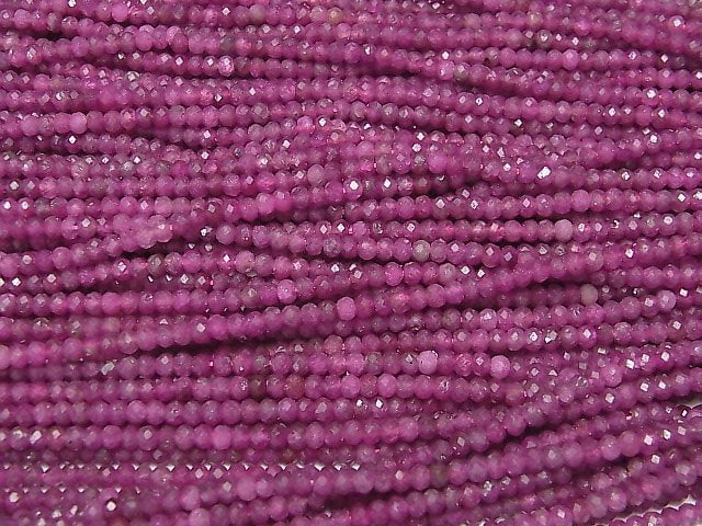 [Video] High Quality! Ruby AA+ Faceted Button Roundel 3x3x2mm 1strand beads (aprx.15inch / 37cm)