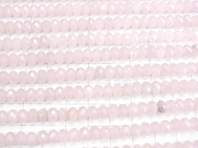[Video]High Quality! Flash,Rose Quartz Faceted Button Rondelle 6x6x4mm half or 1strand beads (aprx.15inch/36cm)