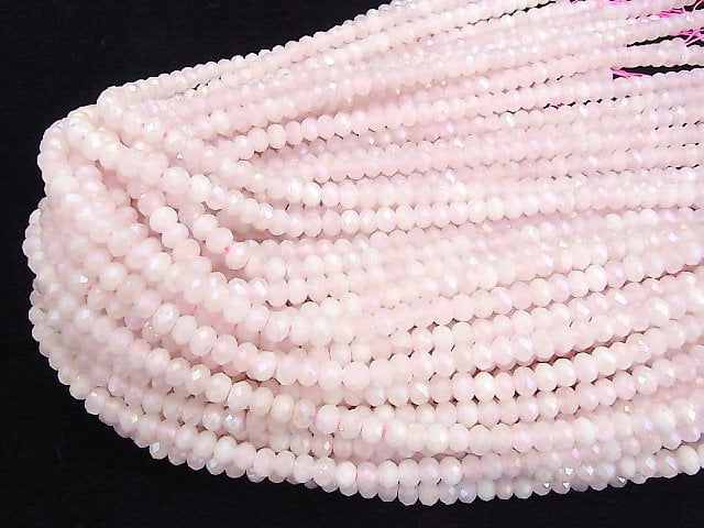 [Video] High Quality! Flash, Rose Quartz Faceted Button Roundel 6x6x4mm half or 1strand beads (aprx.14inch / 35cm)