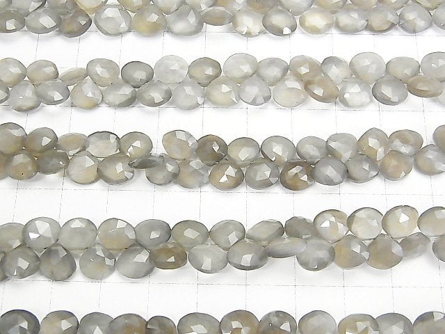 [Video] High Quality Brown-Gray Moonstone AA++ Chestnut Faceted Briolette half or 1strand beads (aprx.7inch / 18cm)