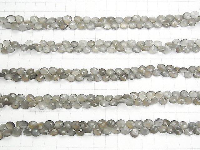 [Video] High Quality Brown-Gray Moonstone AA++ Chestnut Faceted Briolette half or 1strand beads (aprx.7inch / 18cm)