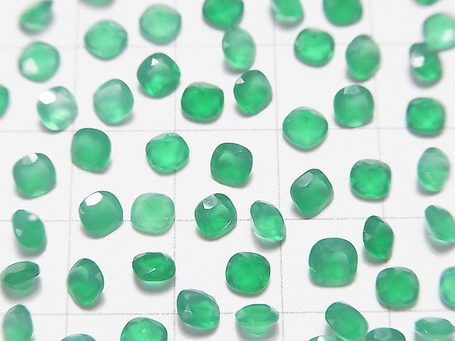[Video]High Quality Green Onyx AAA Loose stone Square Faceted 4x4mm 10pcs