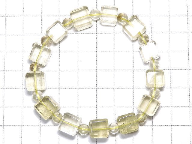 [Video] [One of a kind] Libyan Desert Glass AAA Cube & Round Bracelet NO.105