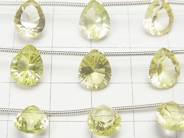 [Video] High Quality Lemon Quartz AAA Pear shape Concave Cut 10x8mm 1strand (9pcs)