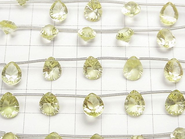 [Video] High Quality Lemon Quartz AAA Pear shape Concave Cut 10x8mm 1strand (9pcs)