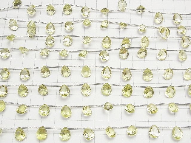 [Video] High Quality Lemon Quartz AAA Pear shape Concave Cut 10x8mm 1strand (9pcs)