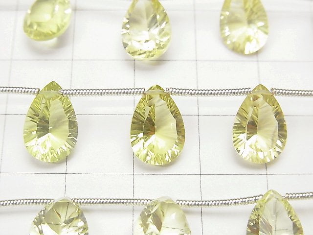 [Video] High Quality Lemon Quartz AAA Pear shape Concave Cut 12x8mm 1strand (9pcs)