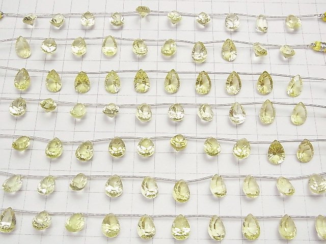 [Video] High Quality Lemon Quartz AAA Pear shape Concave Cut 12x8mm 1strand (9pcs)