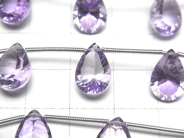 [Video]High Quality Pink Amethyst AAA Pear shape Concave Cut 12x8mm 1strand (9pcs )