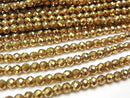 [Video]High Quality! Hematite Faceted Round 3mm Gold Coated 1strand beads (aprx.15inch/37cm)