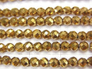[Video]High Quality! Hematite Faceted Round 3mm Gold Coated 1strand beads (aprx.15inch/37cm)