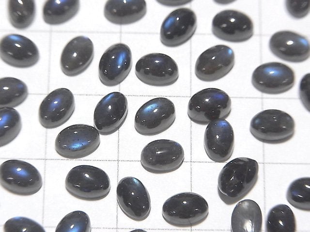 [Video] High Quality Black Labradorite AAA- Oval Cabochon 6x4mm 10pcs