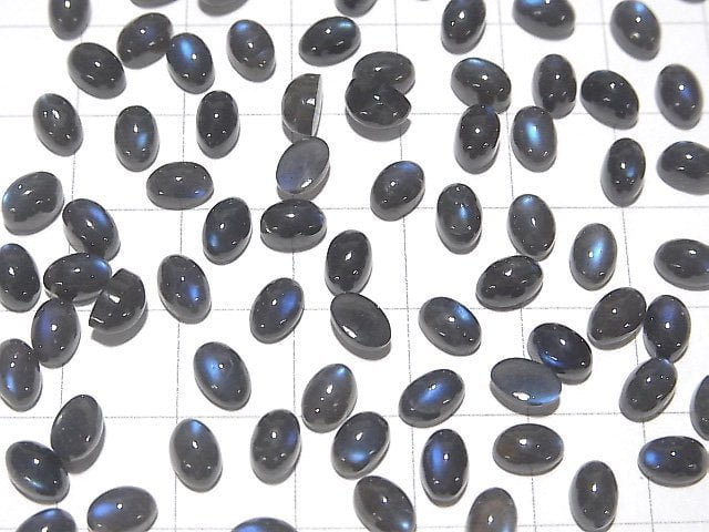 [Video] High Quality Black Labradorite AAA- Oval Cabochon 6x4mm 10pcs