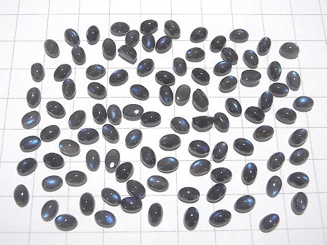 [Video] High Quality Black Labradorite AAA- Oval Cabochon 6x4mm 10pcs