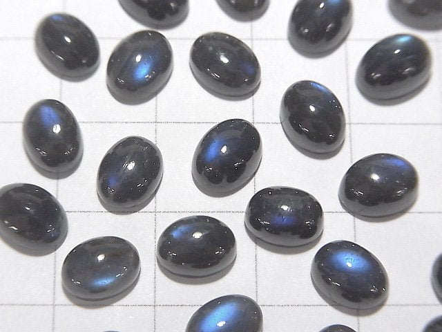 [Video] High Quality Black Labradorite AAA- Oval Cabochon 8x6mm 5pcs