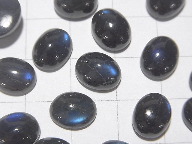 [Video]High Quality Black Labradorite AAA- Oval Cabochon 10x8mm 3pcs