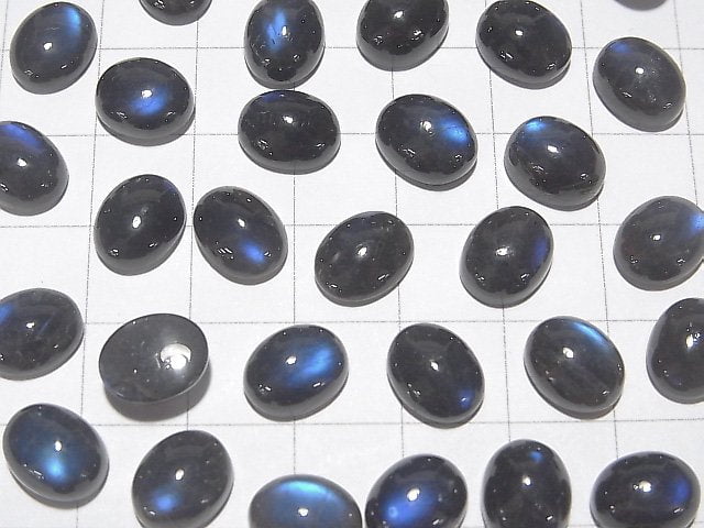 [Video]High Quality Black Labradorite AAA- Oval Cabochon 10x8mm 3pcs