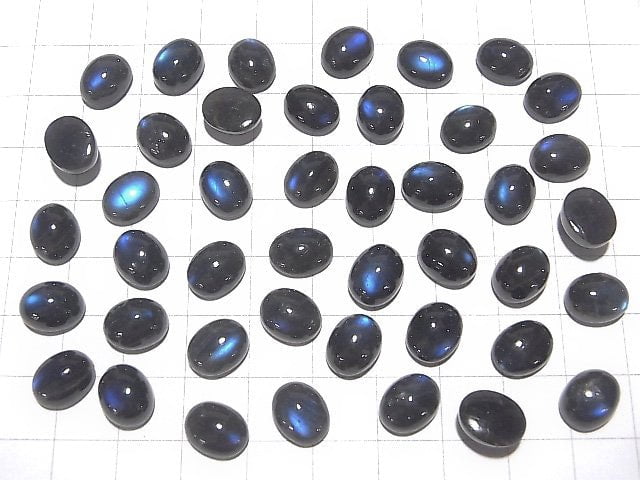 [Video]High Quality Black Labradorite AAA- Oval Cabochon 10x8mm 3pcs