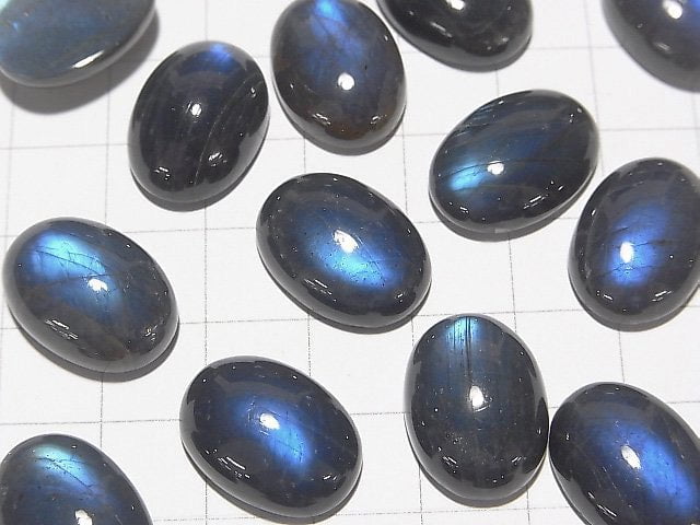 [Video] High Quality Black Labradorite AAA Oval Cabochon 18x13mm 1pc