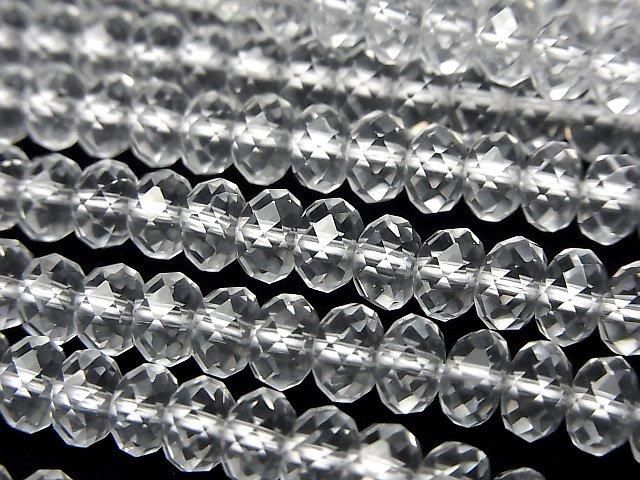 [Video] High Quality! Crystal (Synthetic Quartz) AAA Faceted Button Rondelle 6x6x4mm Half or 1-Strand Beads (approx. 15 inches/37 cm)
