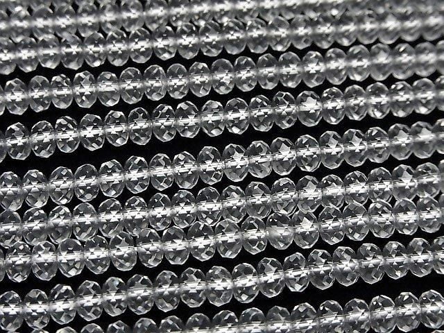 [Video] High Quality! Crystal (Synthetic Quartz) AAA Faceted Button Rondelle 6x6x4mm Half or 1-Strand Beads (approx. 15 inches/37 cm)