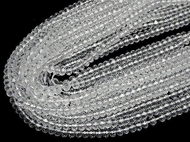 [Video] High Quality! Crystal (Synthetic Quartz) AAA Faceted Button Rondelle 6x6x4mm Half or 1-Strand Beads (approx. 15 inches/37 cm)